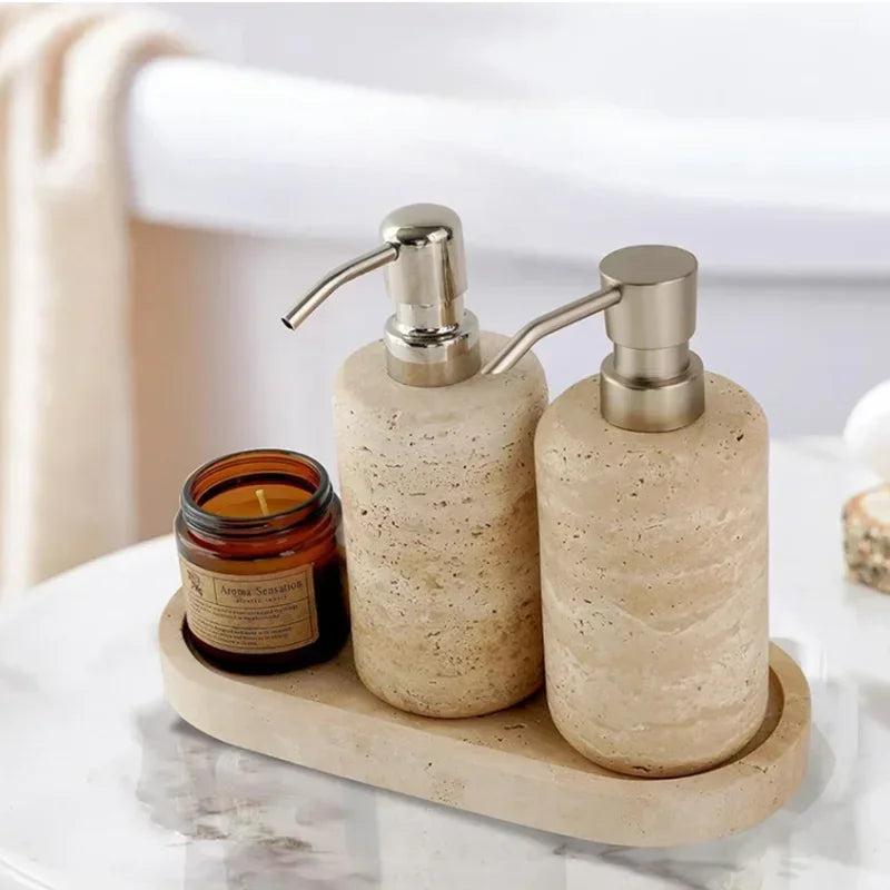 Bathroom Set Limestone-Look Ceramic Three-Piece