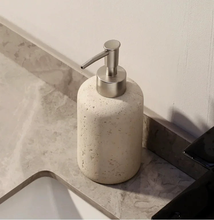 Bathroom Set Limestone-Look Ceramic Three-Piece