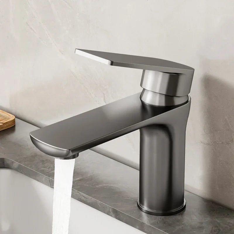 Bathroom Sink Faucet Single-Handle Stainless Steel Deck-Mount