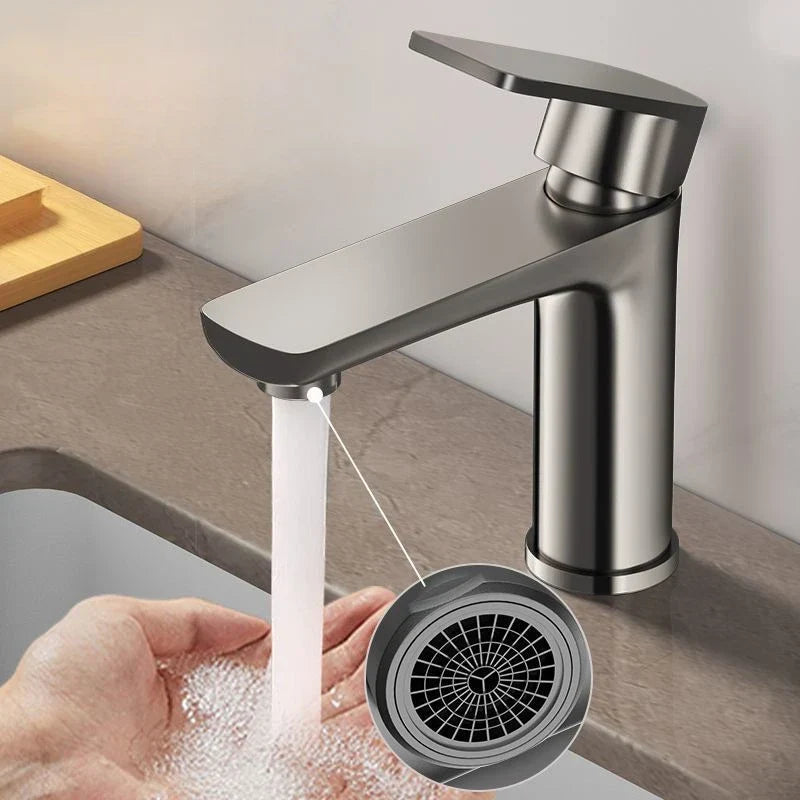 Bathroom Sink Faucet Single-Handle Stainless Steel Deck-Mount