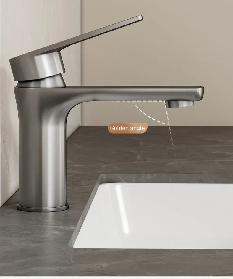 Bathroom Sink Faucet Single-Handle Stainless Steel Deck-Mount