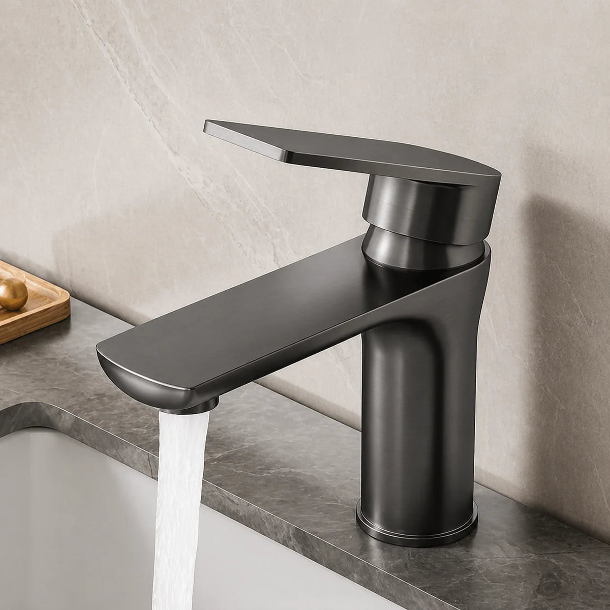 Bathroom Sink Faucet Single-Handle Stainless Steel Deck-Mount