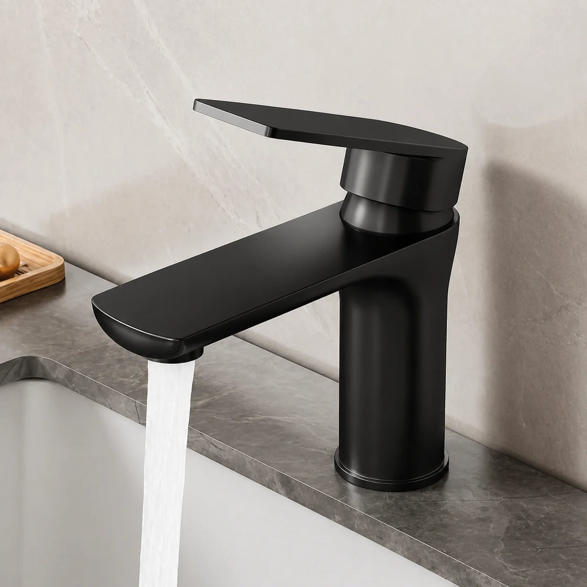 Bathroom Sink Faucet Single-Handle Stainless Steel Deck-Mount