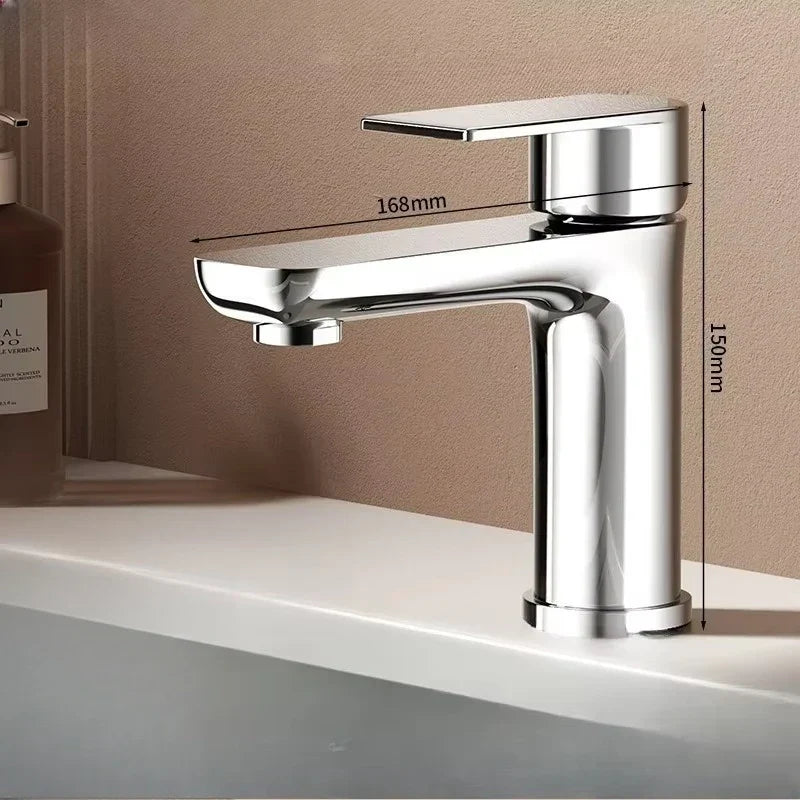 Bathroom Sink Faucet Single-Handle Stainless Steel Deck-Mount