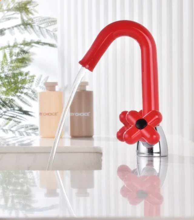 Bathroom Sink Faucet Solid Brass Dual-Handle Rotatable Spout