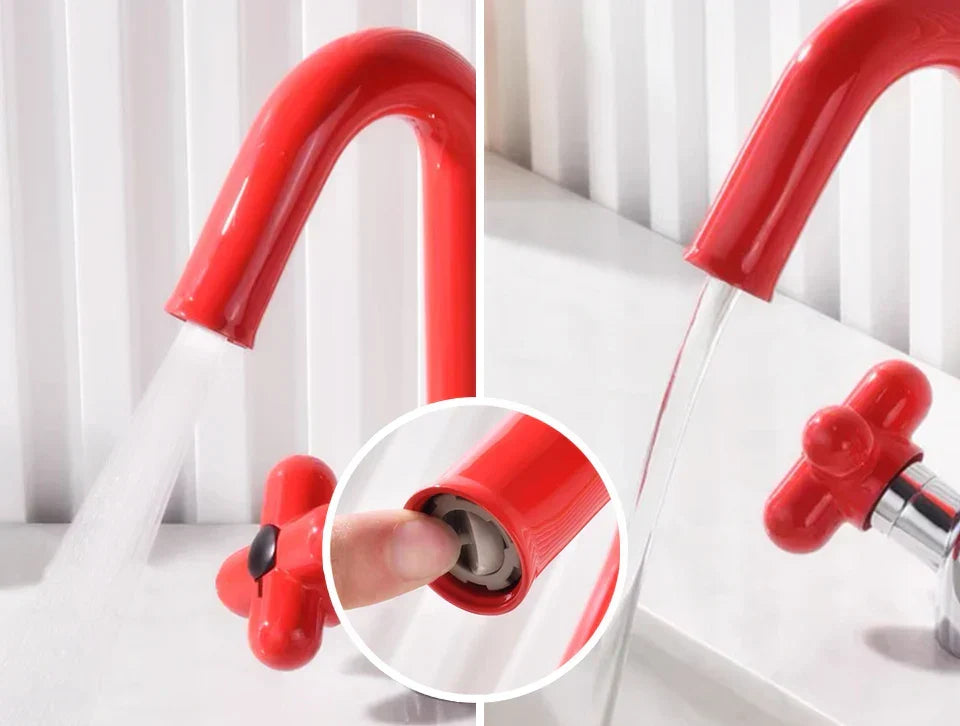 Bathroom Sink Faucet Solid Brass Dual-Handle Rotatable Spout