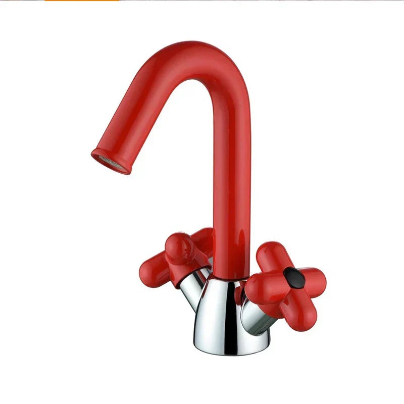 Bathroom Sink Faucet Solid Brass Dual-Handle Rotatable Spout