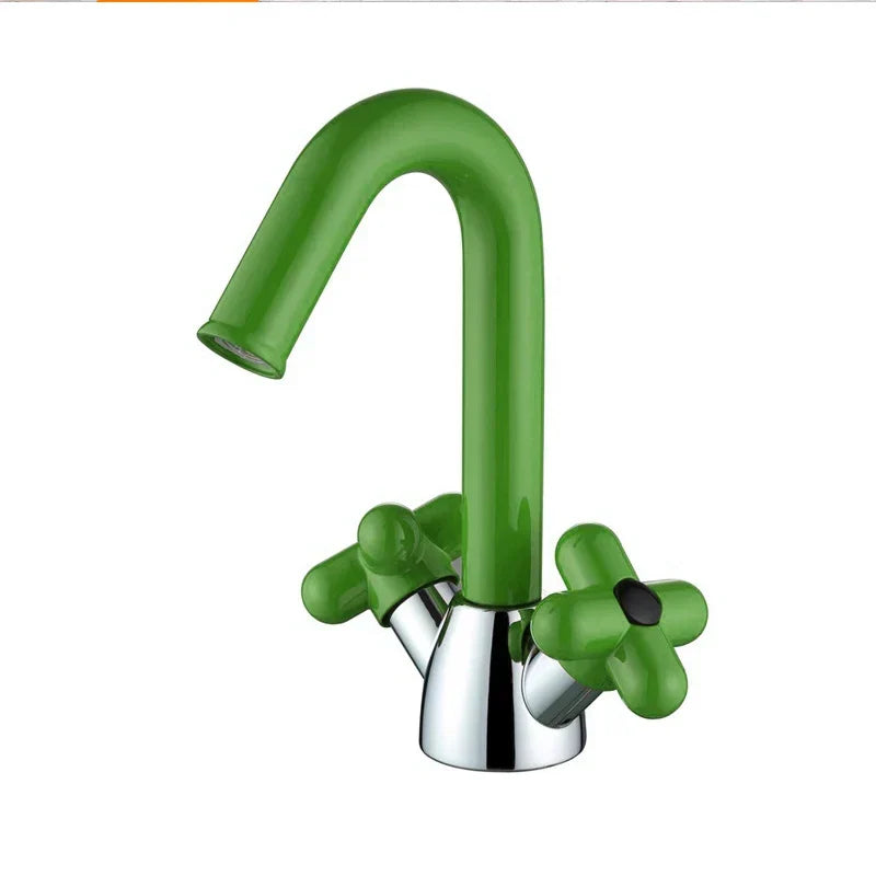 Bathroom Sink Faucet Solid Brass Dual-Handle Rotatable Spout
