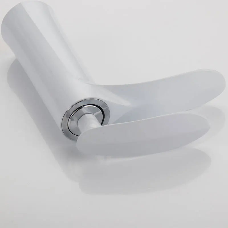 Bathroom Sink Faucet Waterfall Spout Brass White Finish