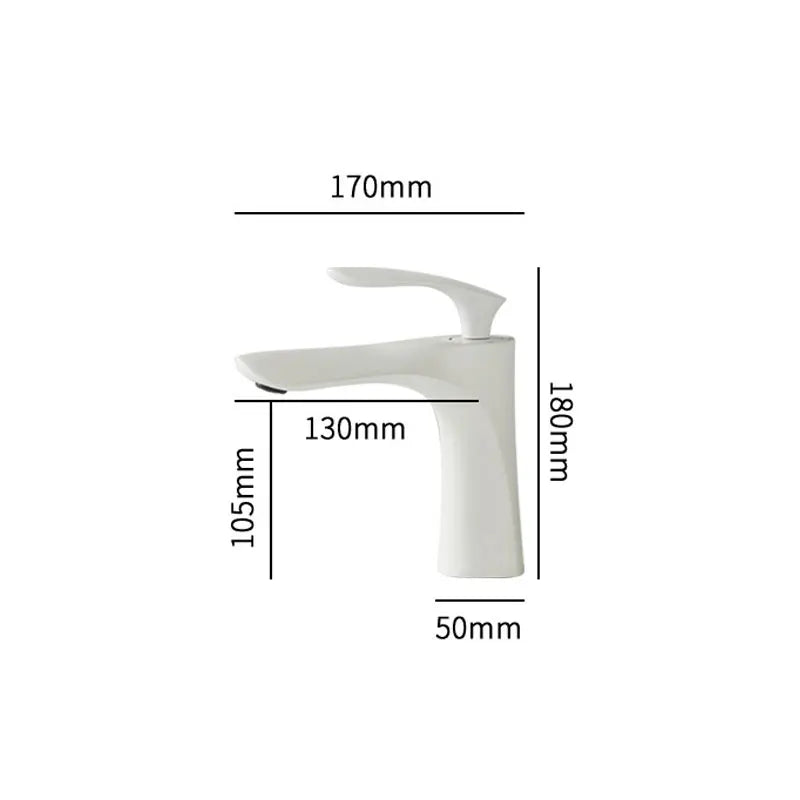 Bathroom Sink Faucet Waterfall Spout Brass White Finish