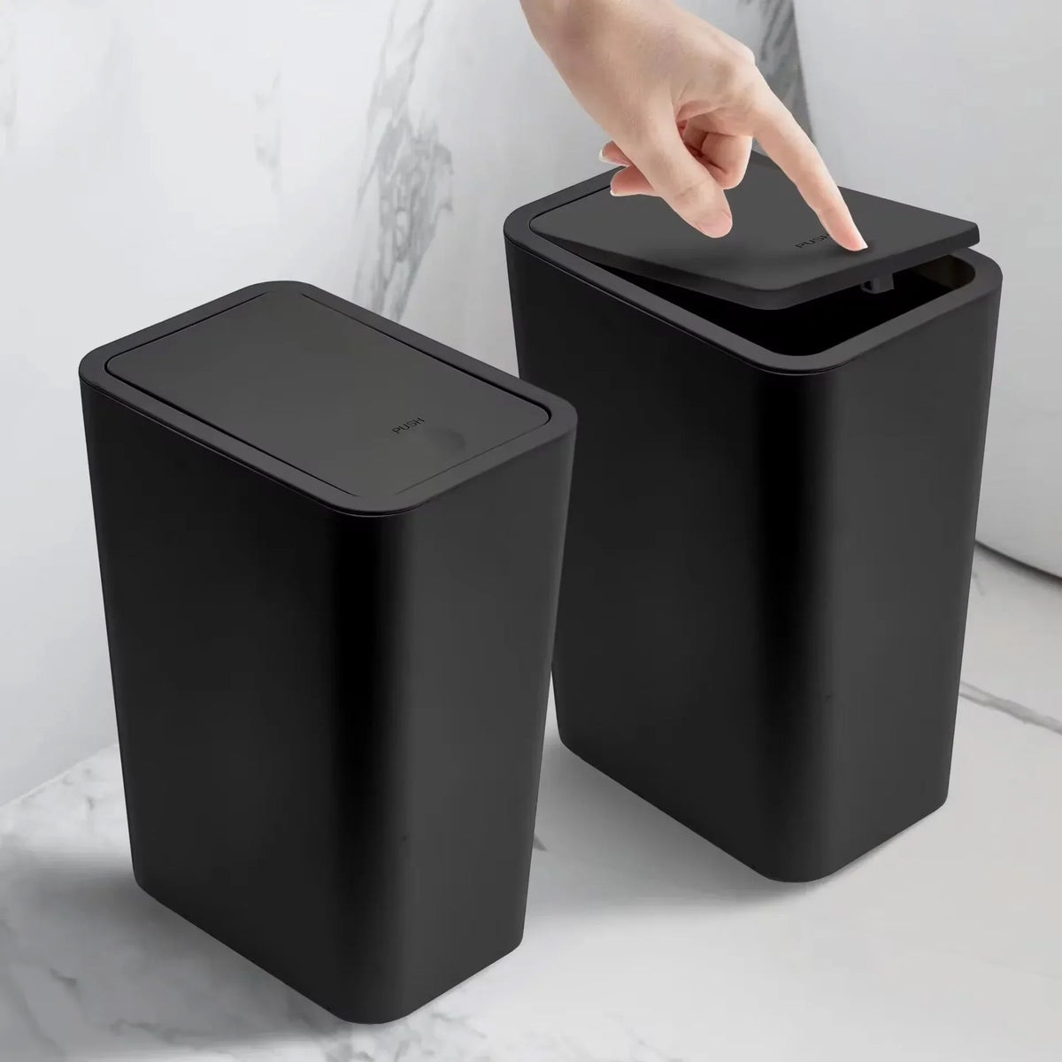 Bathroom Trash Can Push-Lid Odor Control 2.6 Gallon