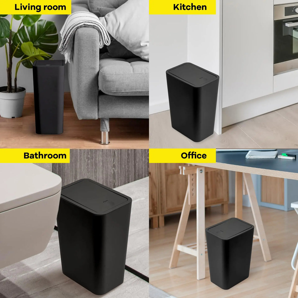 Bathroom Trash Can Push-Lid Odor Control 2.6 Gallon