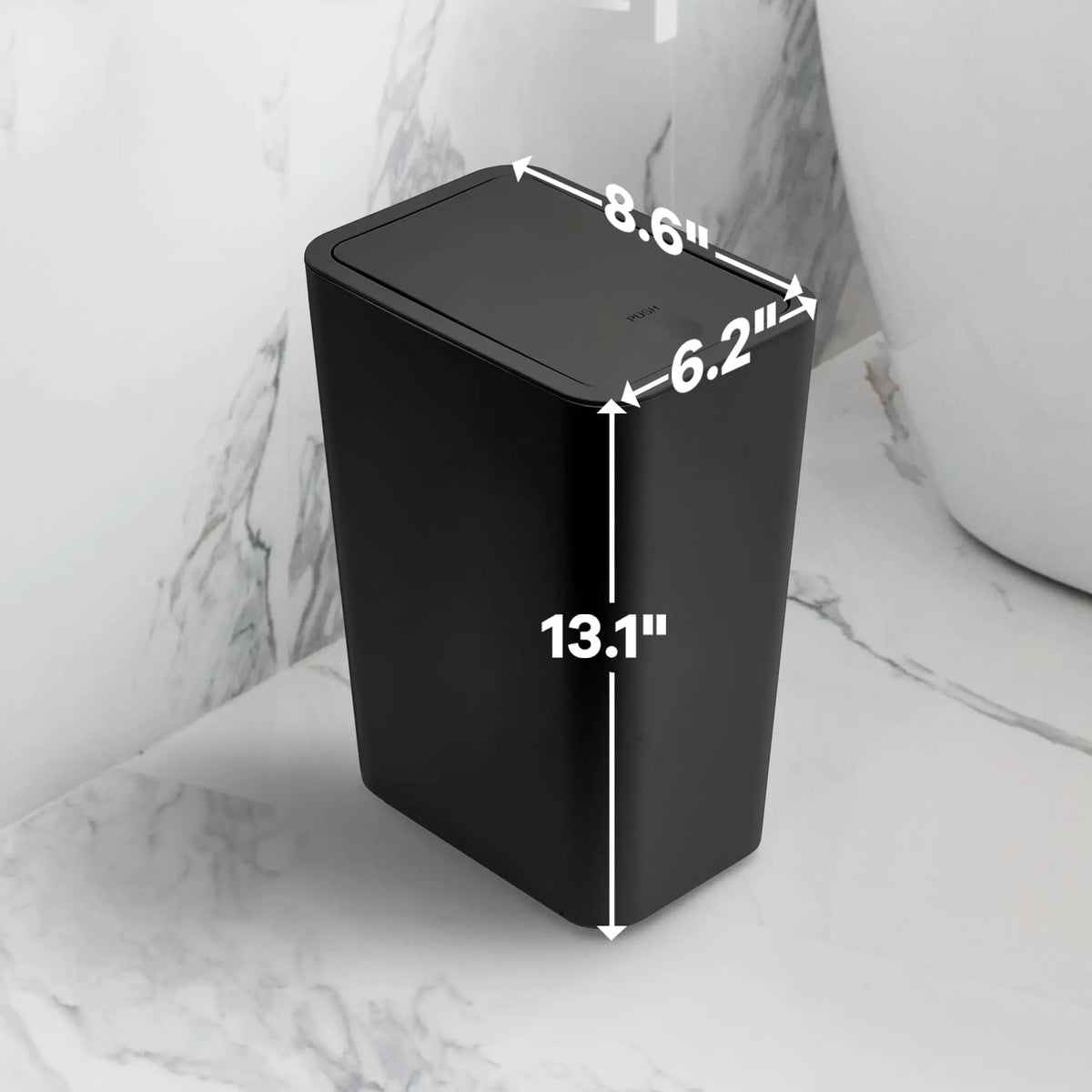Bathroom Trash Can Push-Lid Odor Control 2.6 Gallon