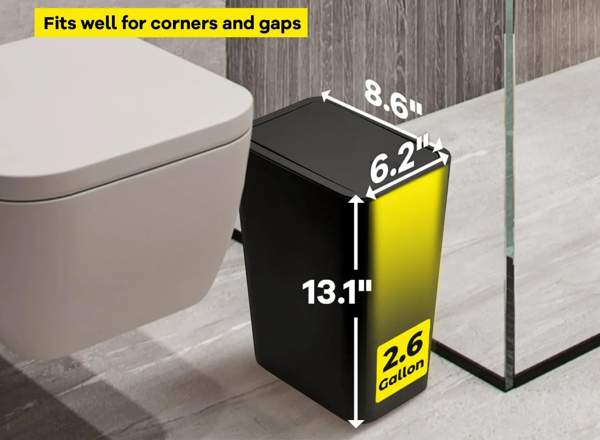 Bathroom Trash Can Push-Lid Odor Control 2.6 Gallon
