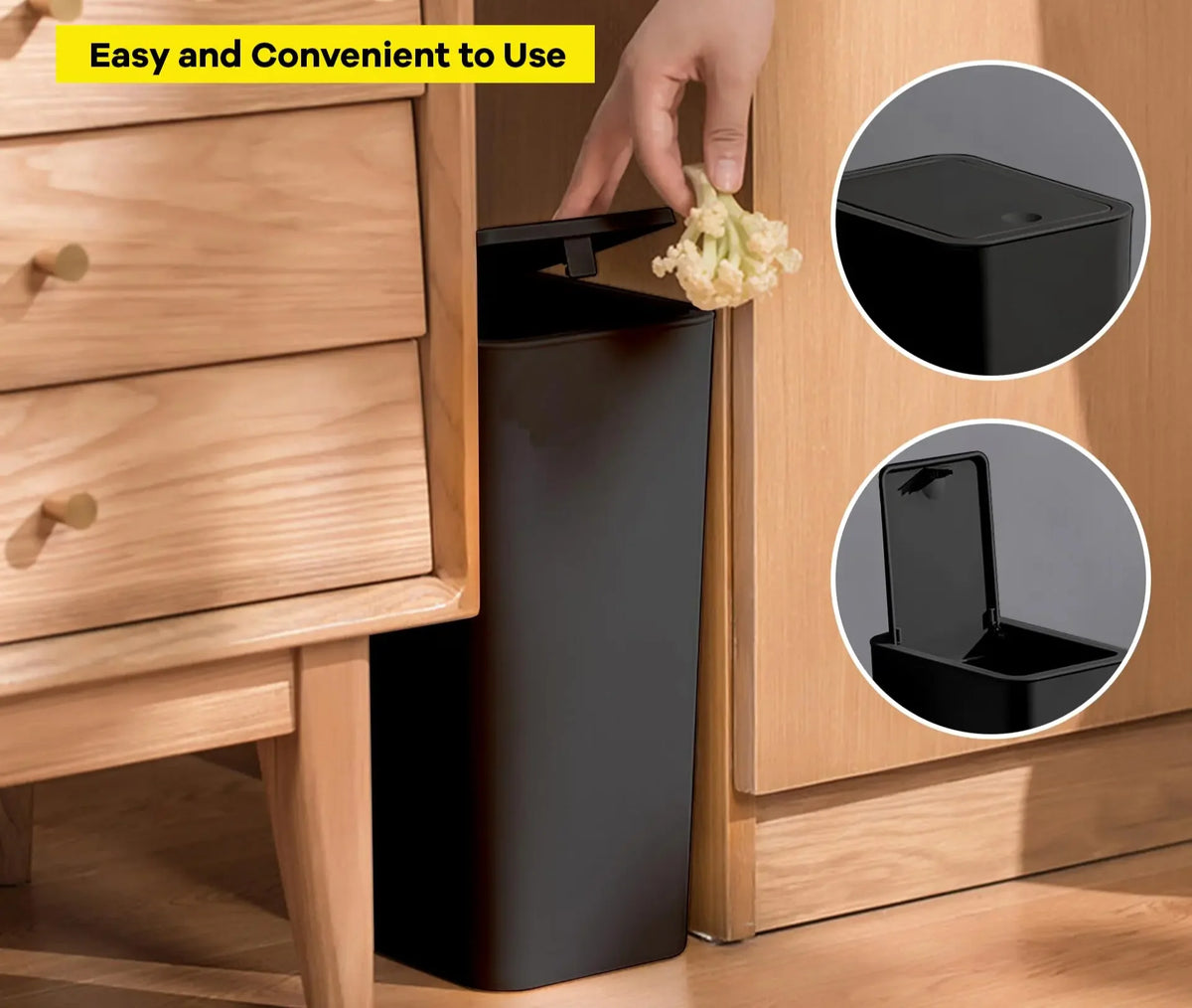 Bathroom Trash Can Push-Lid Odor Control 2.6 Gallon