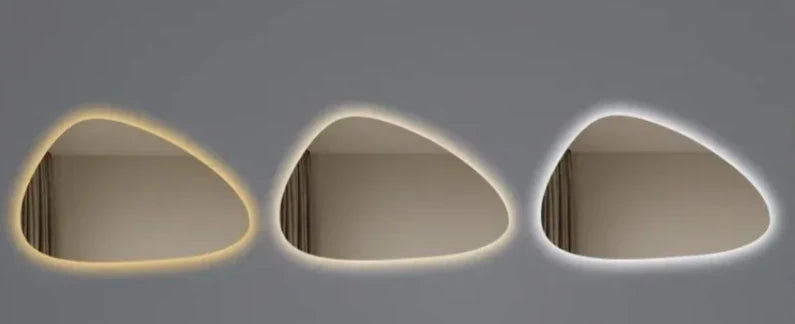 Bathroom Wall Mirror Irregular Sculptural Dimmable LED Moisture-Resistant Frame