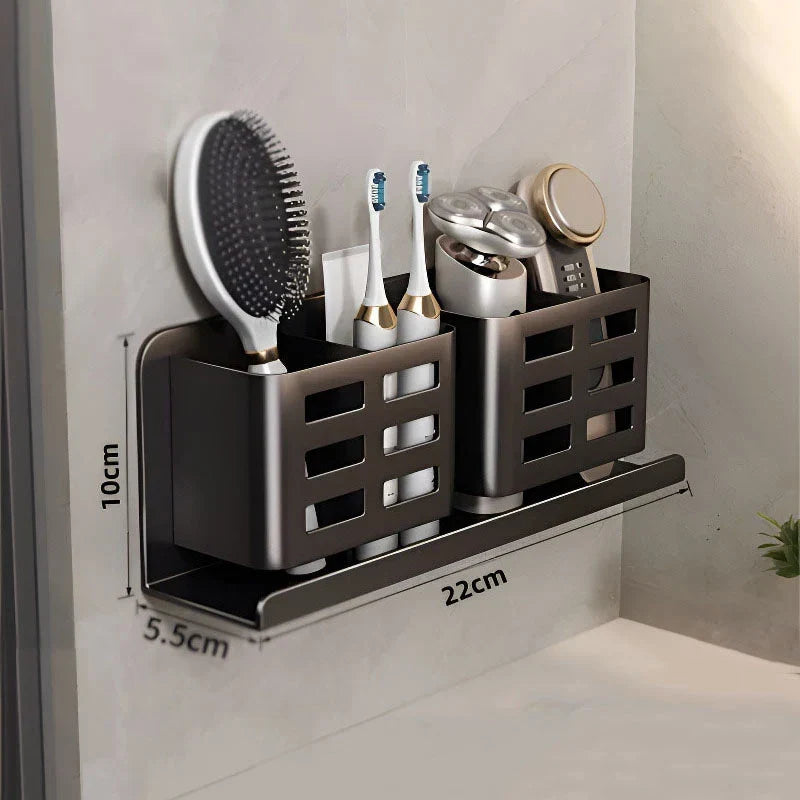 Bathroom Wall Shelf No-Drill Rust-Resistant Aluminum