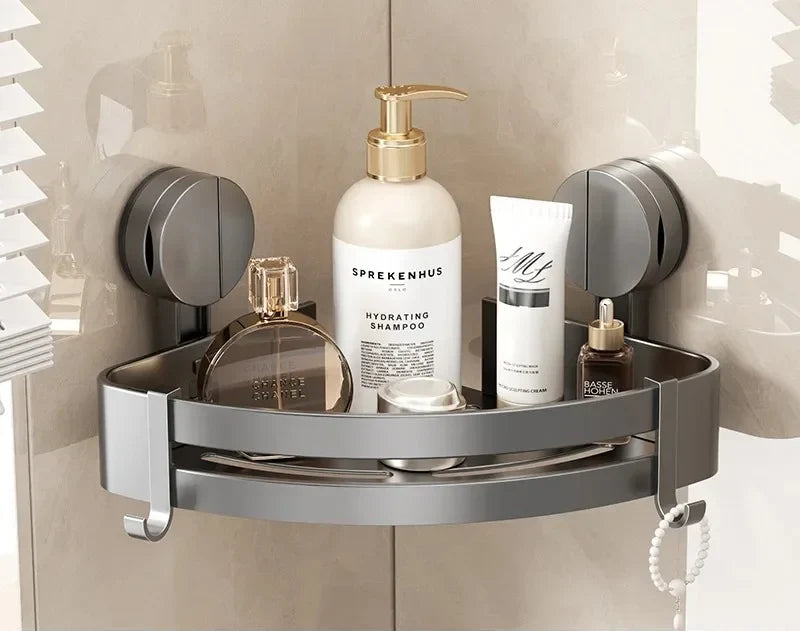 Bathroom Wall Shelf No-Drill Suction Cup & Rustproof Aluminum