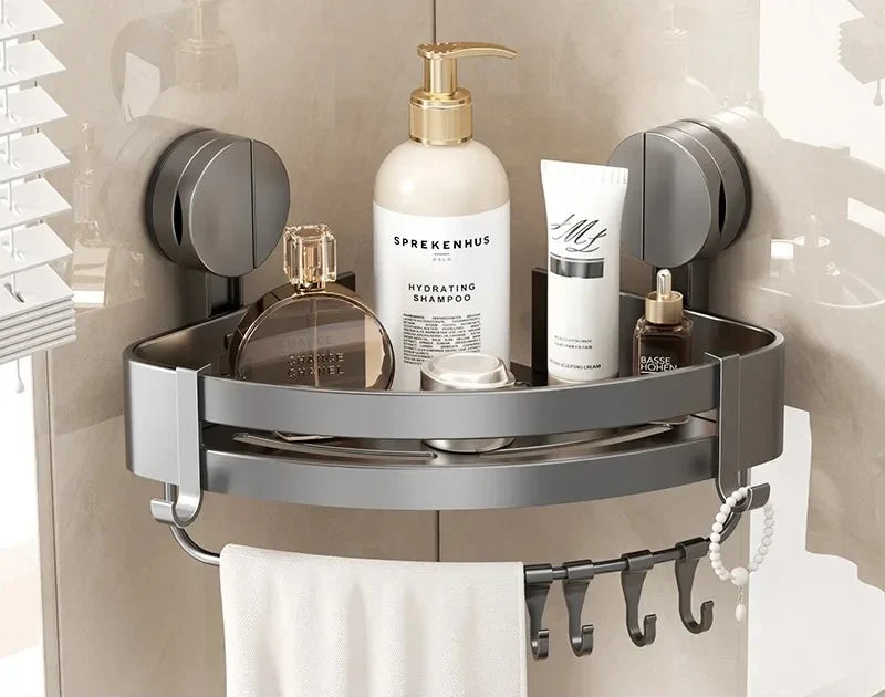 Bathroom Wall Shelf No-Drill Suction Cup & Rustproof Aluminum