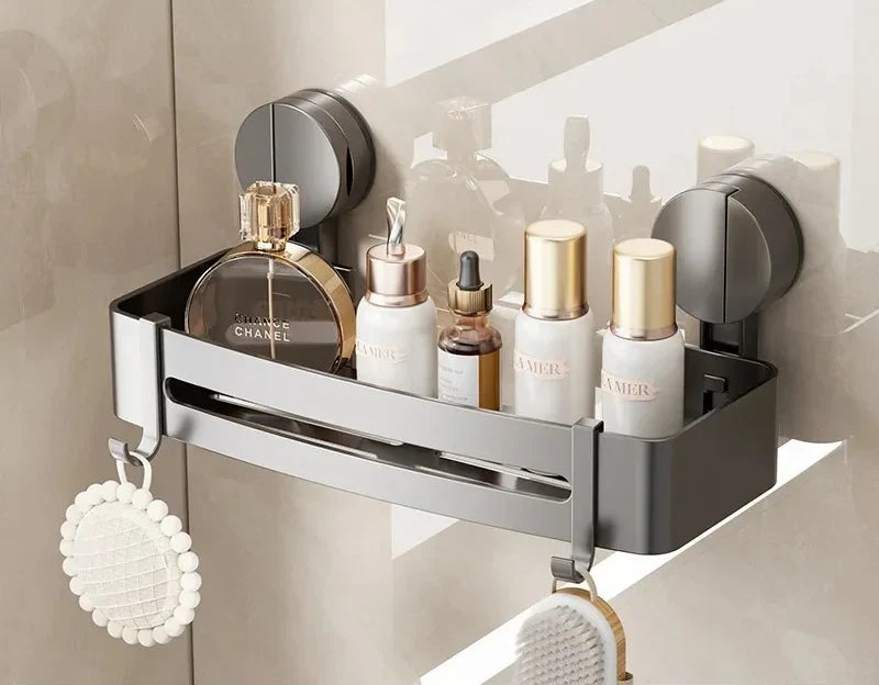 Bathroom Wall Shelf No-Drill Suction Cup & Rustproof Aluminum