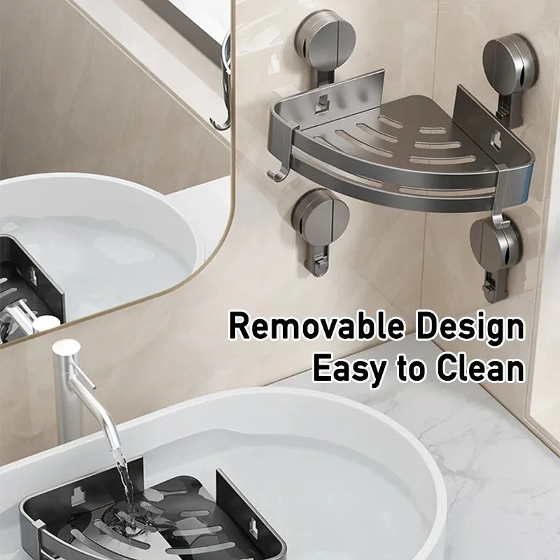 Bathroom Wall Shelf No-Drill Suction Cup & Rustproof Aluminum