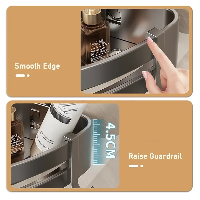 Bathroom Wall Shelf No-Drill Suction Cup & Rustproof Aluminum