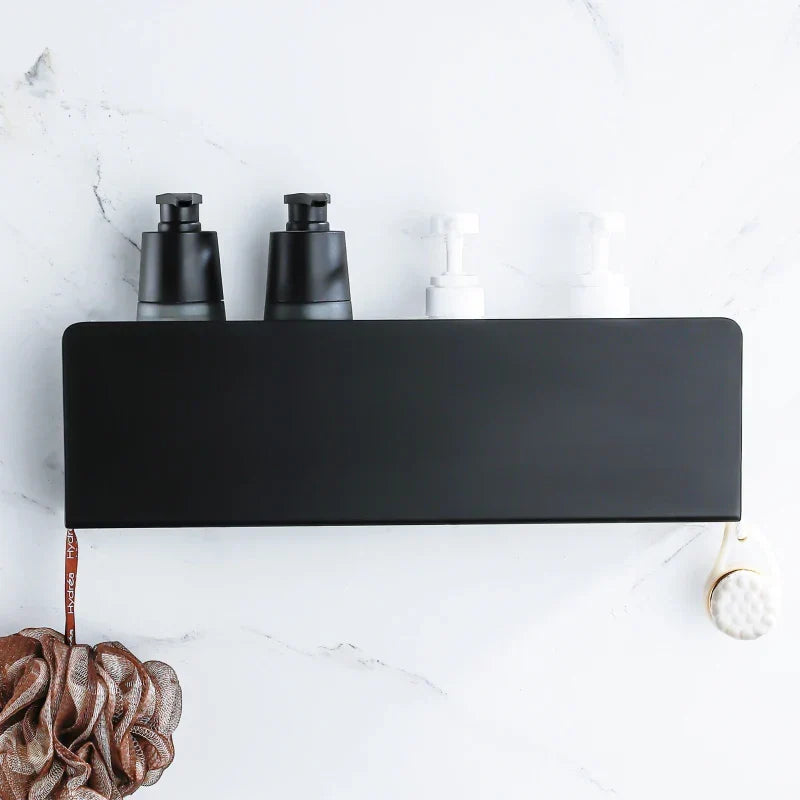 Bathroom Wall Shelf Organizer Rustproof Aluminum Integrated Hooks