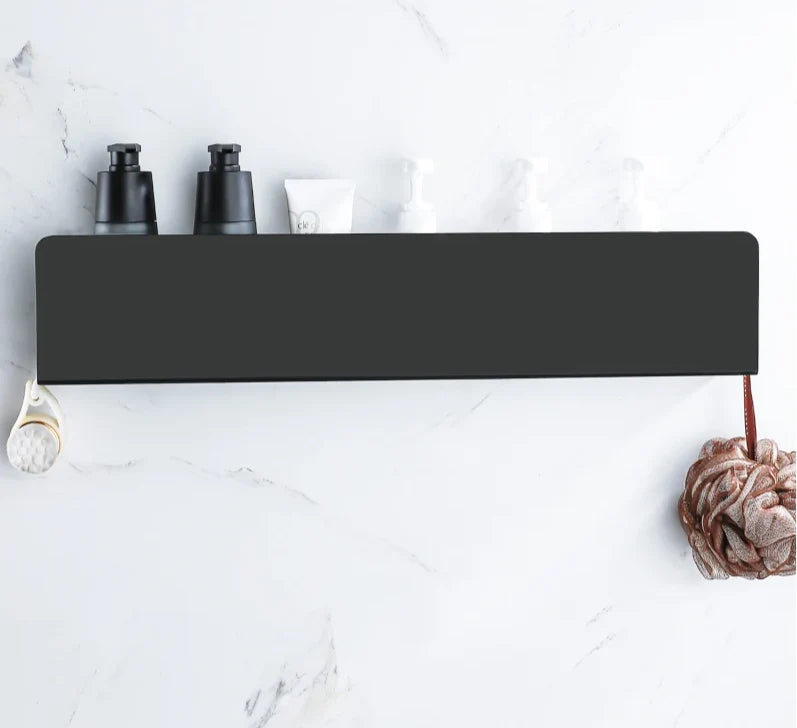Bathroom Wall Shelf Organizer Rustproof Aluminum Integrated Hooks