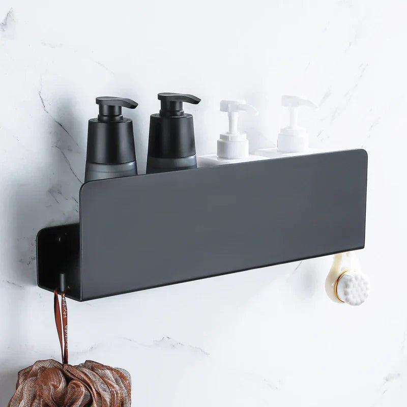 Bathroom Wall Shelf Organizer Rustproof Aluminum Integrated Hooks