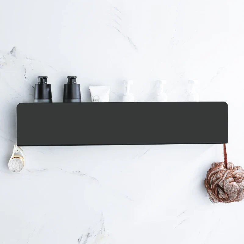 Bathroom Wall Shelf Organizer Rustproof Aluminum Integrated Hooks