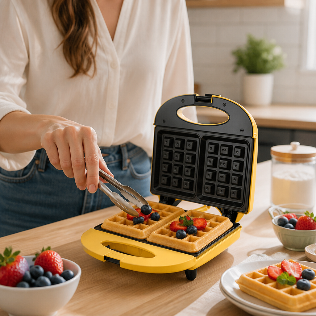 Belgian Waffle Maker Non-Stick Plates Adjustable Temperature & Quick Heat