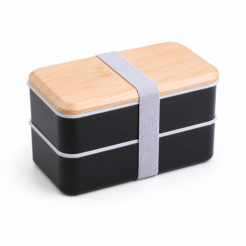 Bento Box Bamboo Multi-Compartment Dishwasher-Safe & Secure Strap