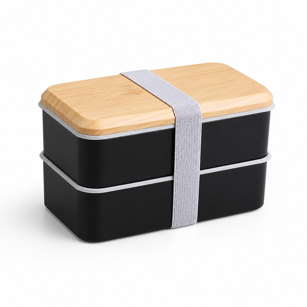 Bento Box Bamboo Multi-Compartment Dishwasher-Safe & Secure Strap
