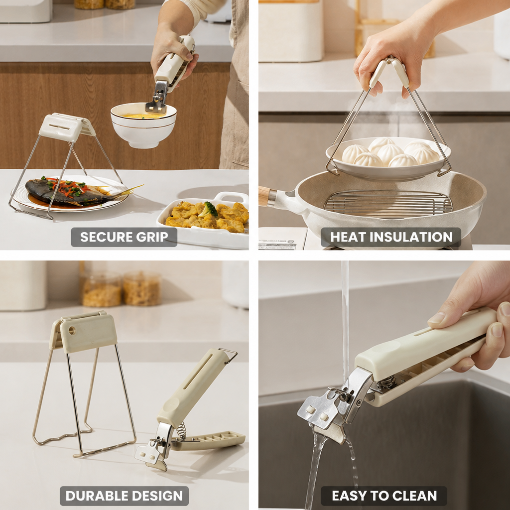 Bowl & Plate Tongs Heat-Insulating Non-Slip Dishwasher Safe