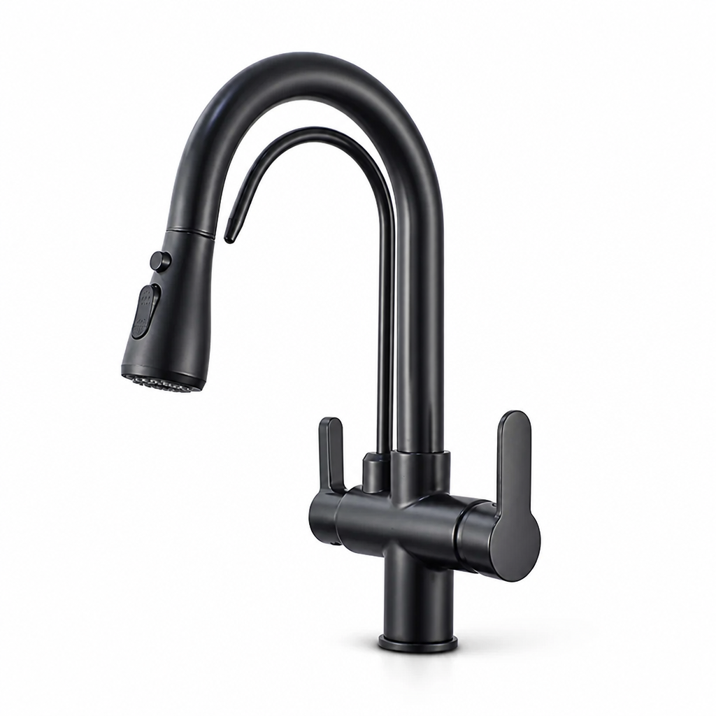 Brass Pull-Down Kitchen Faucet (360° Swivel)