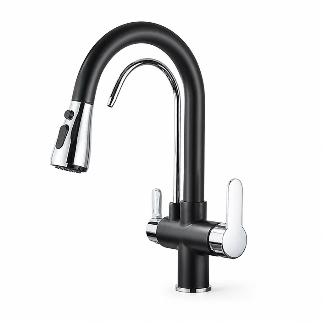 Brass Pull-Down Kitchen Faucet (360° Swivel)