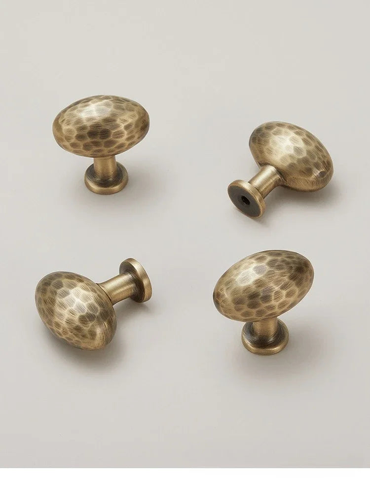 Cabinet & Drawer Handle Hand-Hammered Solid Brass Corrosion-Resistant