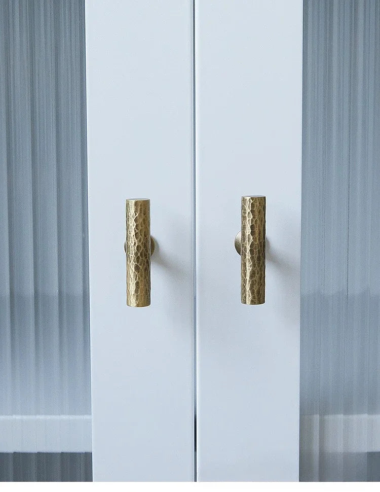 Cabinet & Drawer Handle Hand-Hammered Solid Brass Corrosion-Resistant