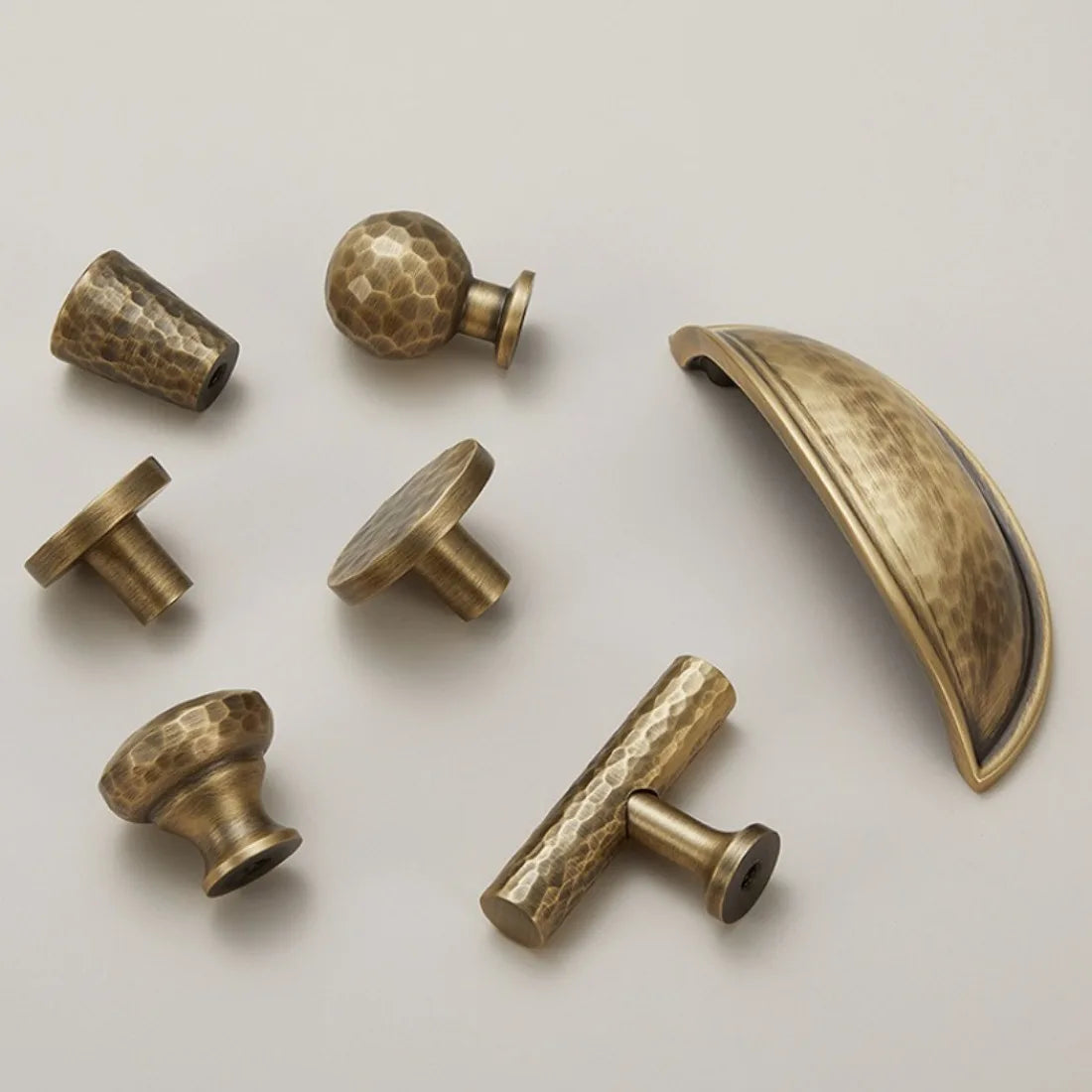 Cabinet & Drawer Handle Hand-Hammered Solid Brass Corrosion-Resistant