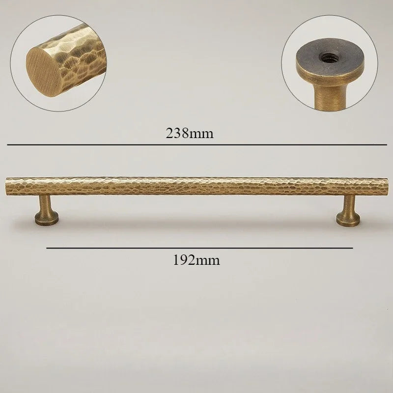Cabinet & Drawer Handle Hand-Hammered Solid Brass Corrosion-Resistant
