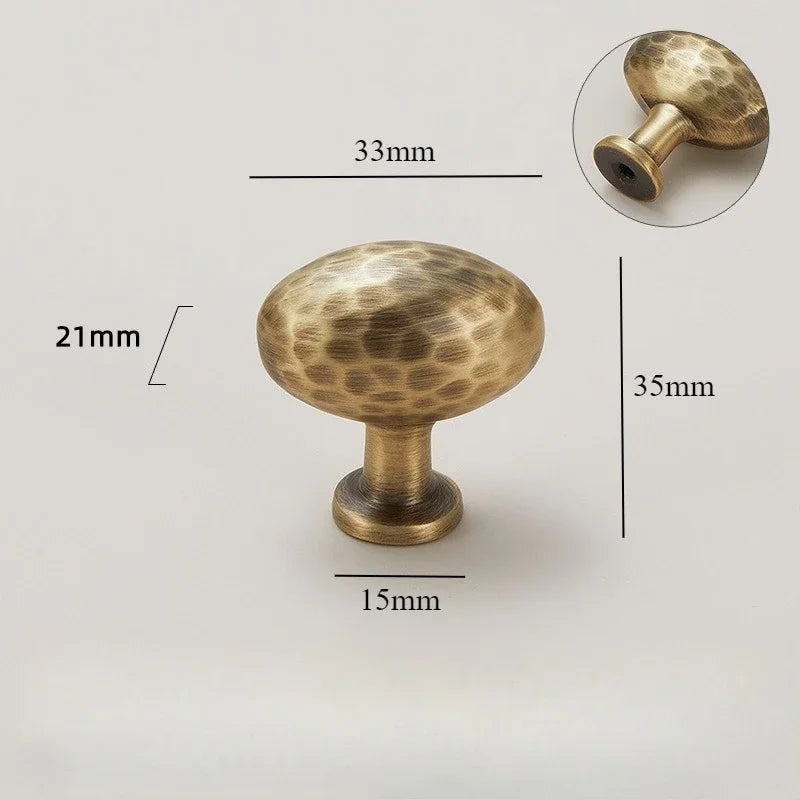 Cabinet & Drawer Handle Hand-Hammered Solid Brass Corrosion-Resistant