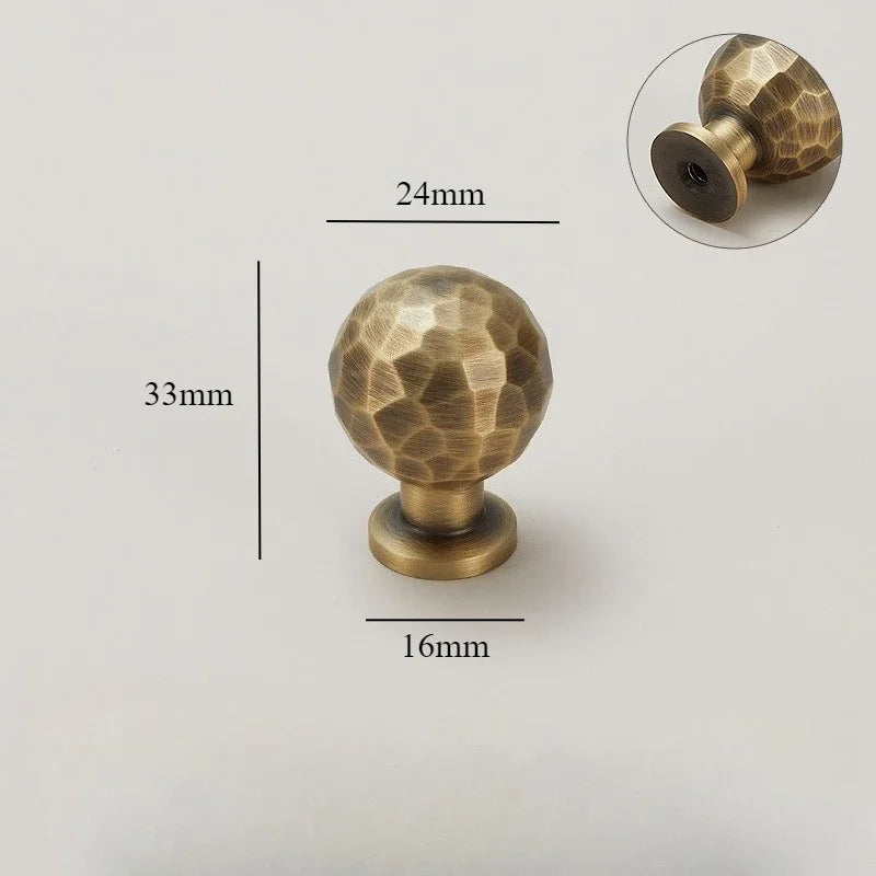 Cabinet & Drawer Handle Hand-Hammered Solid Brass Corrosion-Resistant