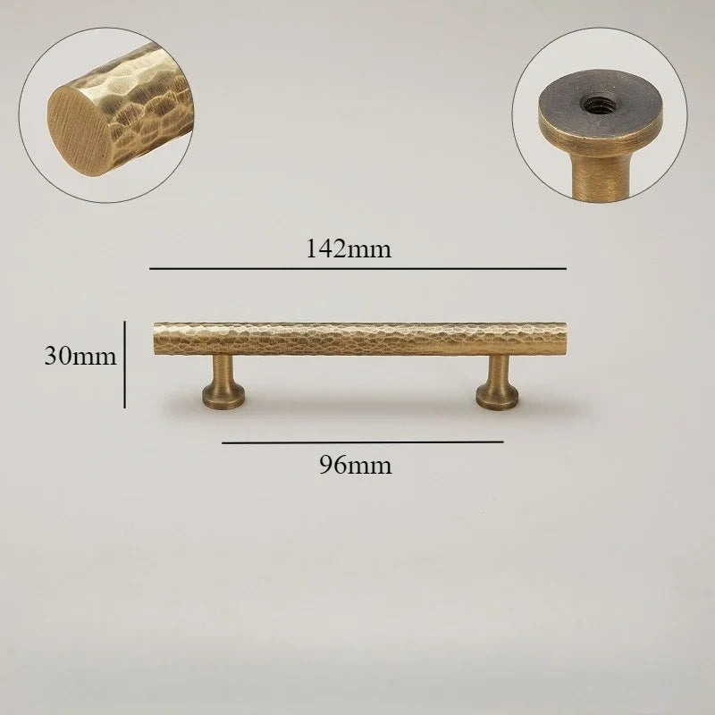 Cabinet & Drawer Handle Hand-Hammered Solid Brass Corrosion-Resistant