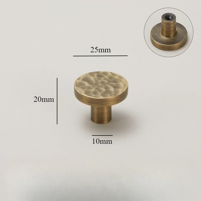 Cabinet & Drawer Handle Hand-Hammered Solid Brass Corrosion-Resistant