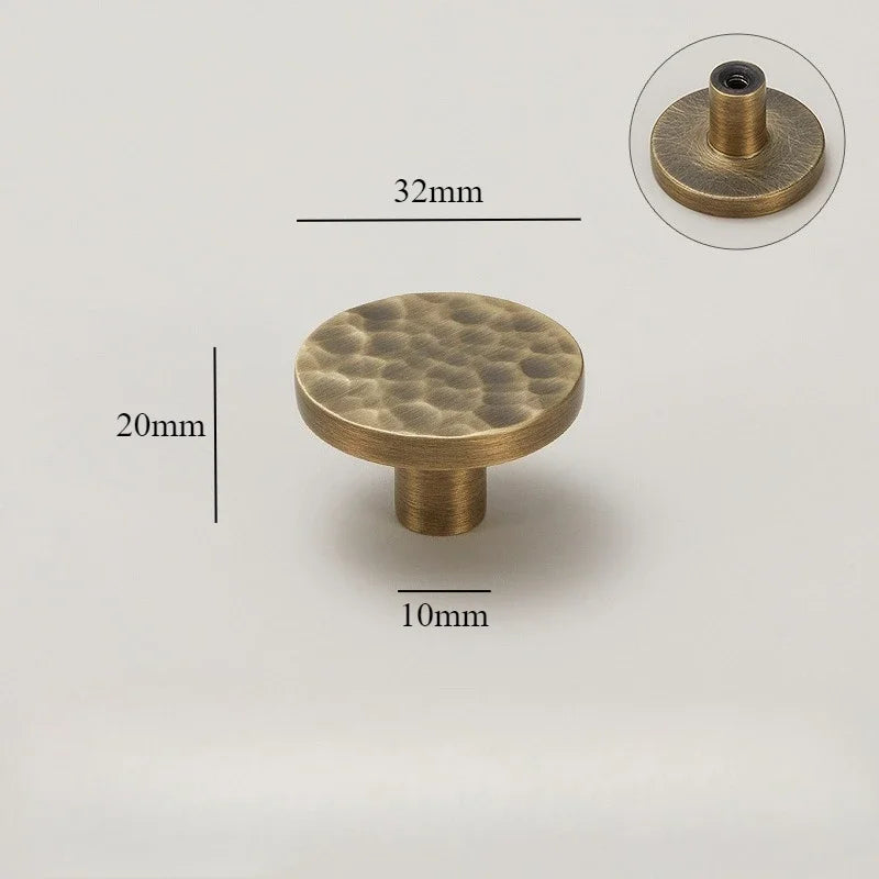 Cabinet & Drawer Handle Hand-Hammered Solid Brass Corrosion-Resistant