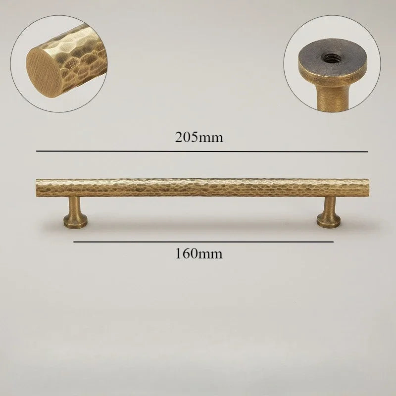 Cabinet & Drawer Handle Hand-Hammered Solid Brass Corrosion-Resistant