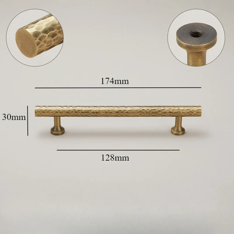 Cabinet & Drawer Handle Hand-Hammered Solid Brass Corrosion-Resistant