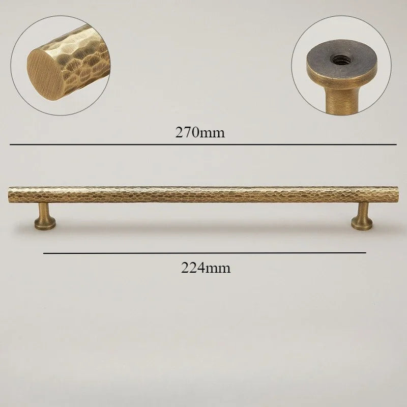 Cabinet & Drawer Handle Hand-Hammered Solid Brass Corrosion-Resistant