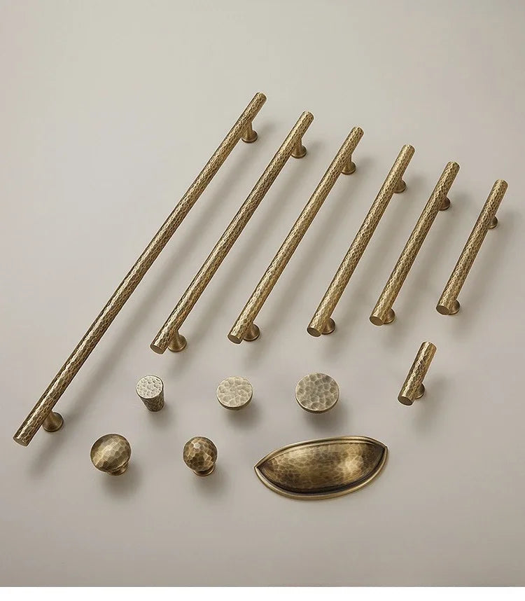 Cabinet & Drawer Handle Hand-Hammered Solid Brass Corrosion-Resistant