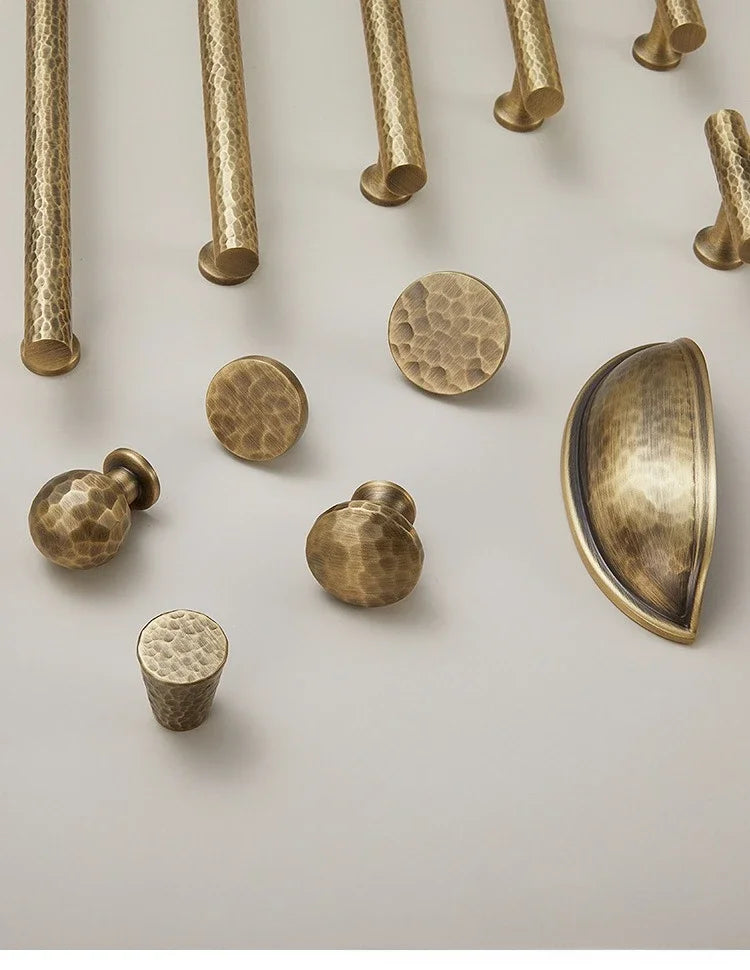 Cabinet & Drawer Handle Hand-Hammered Solid Brass Corrosion-Resistant